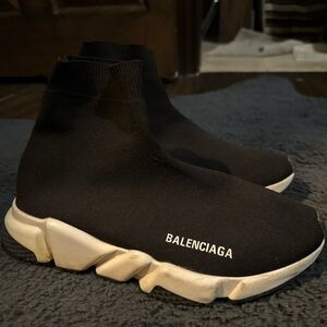 Balenciaga Black and White Knit Sneakers